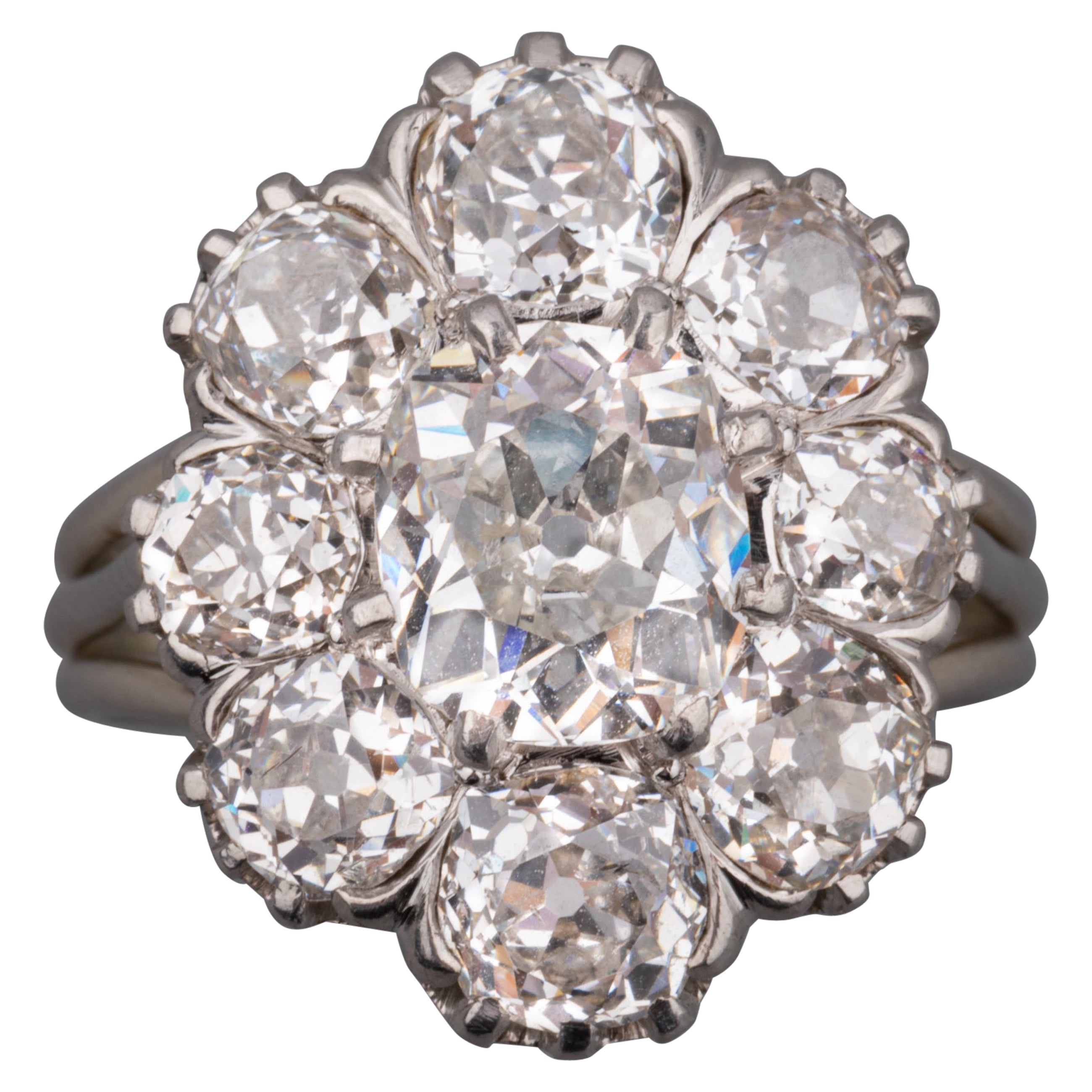 Französischer Retro-Ring aus Platin und 4,80 Karat Diamanten im Angebot