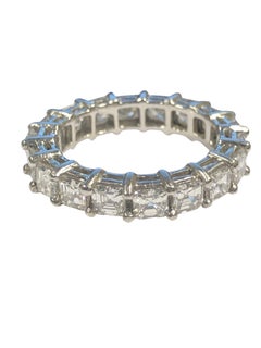 Platinum and Asscher cut Diamond Eternity Band Ring