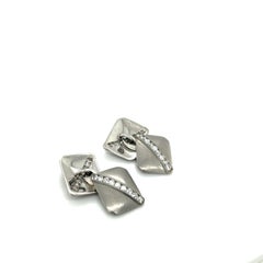 Boutons de manchette rectangulaires double face en platine et diamants de 1,00 carat