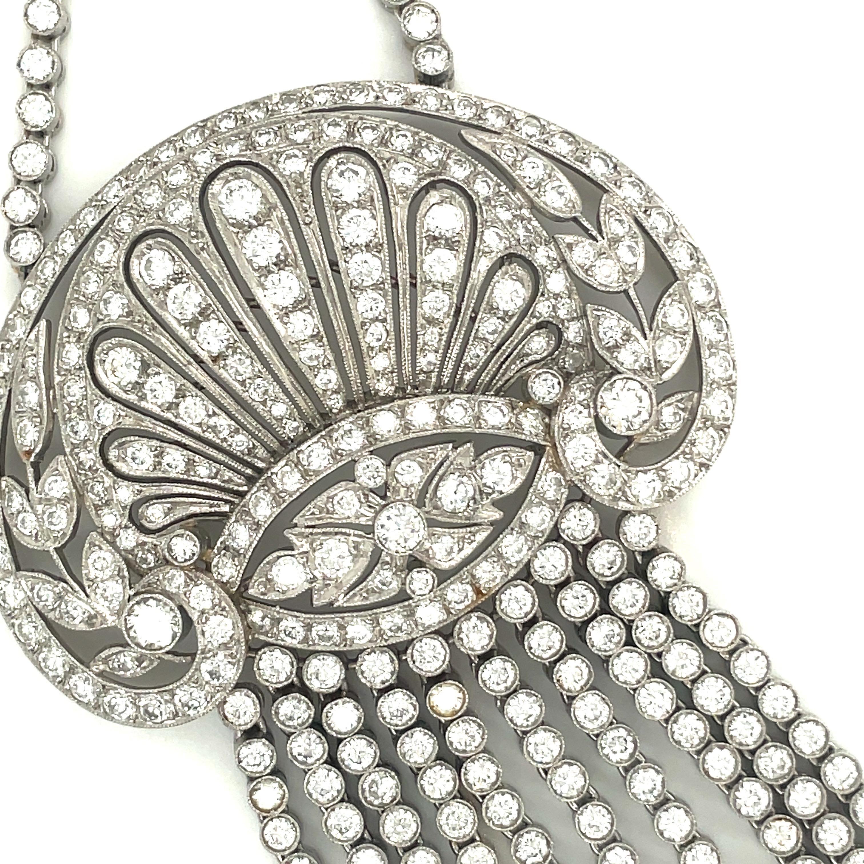 Edwardian Platinum and Diamond 13.05Ct. Chatelaine Pendant Necklace For Sale
