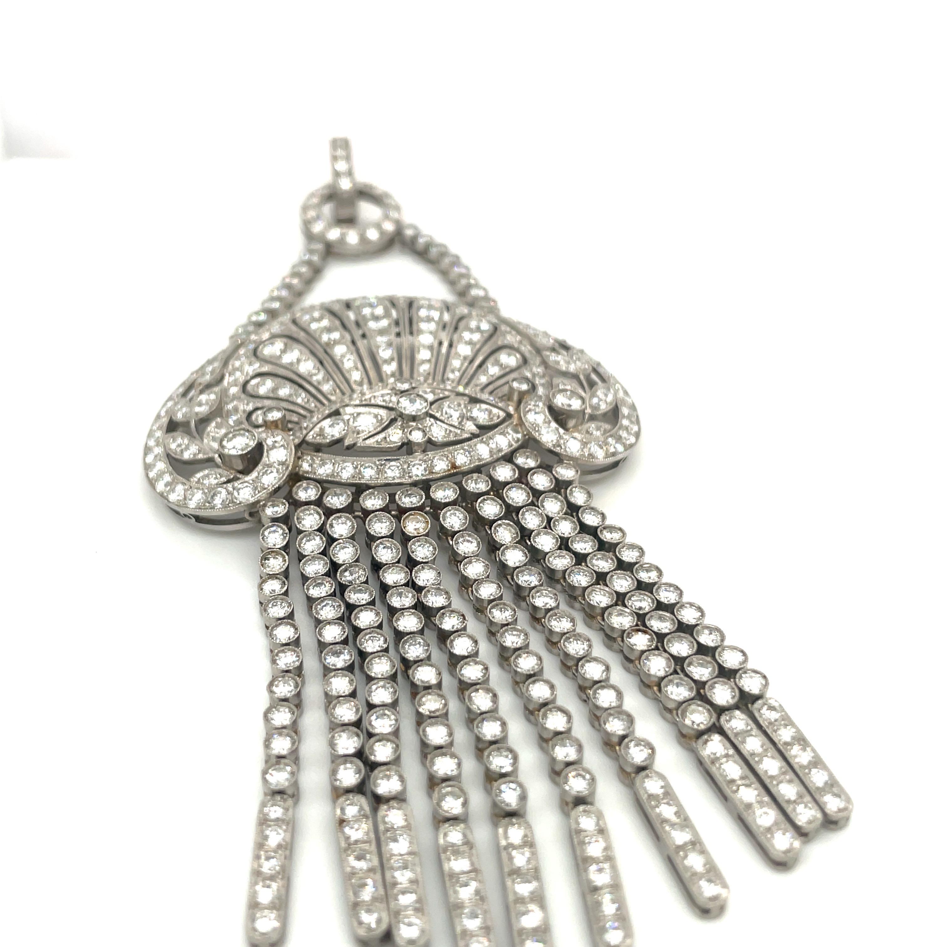 Platinum and Diamond 13.05Ct. Chatelaine Pendant Necklace In Excellent Condition For Sale In New York, NY