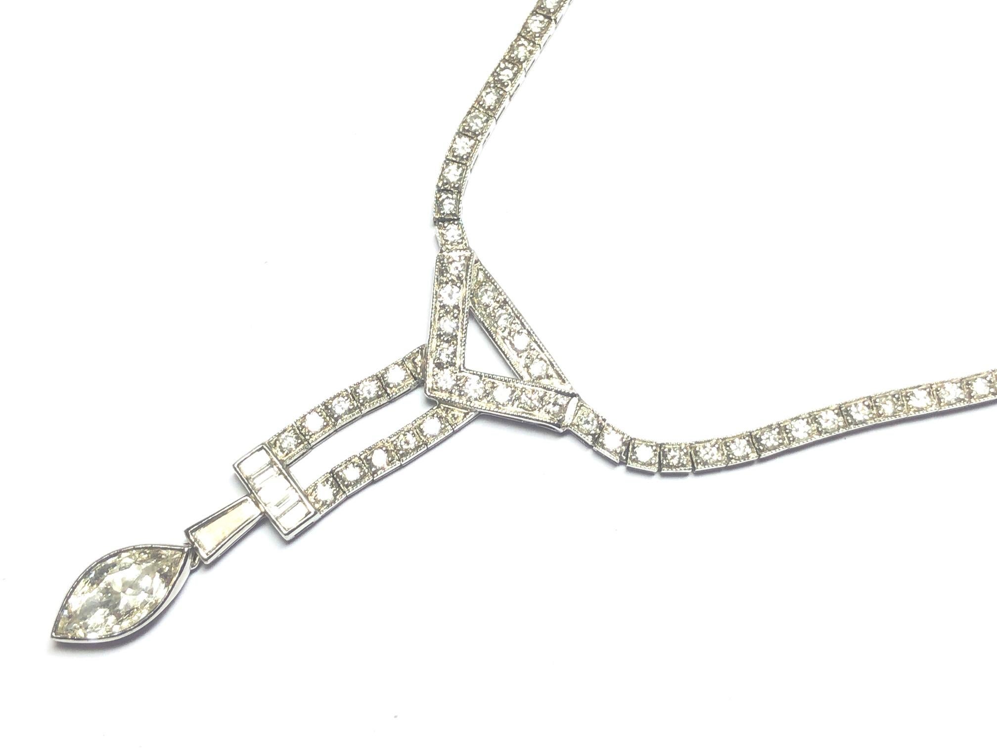 Modern Platinum and Diamond 4.75 Carat Necklace