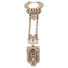 Retro Platinum and Diamond '7.99 Carat' "Chatelaine" Watch