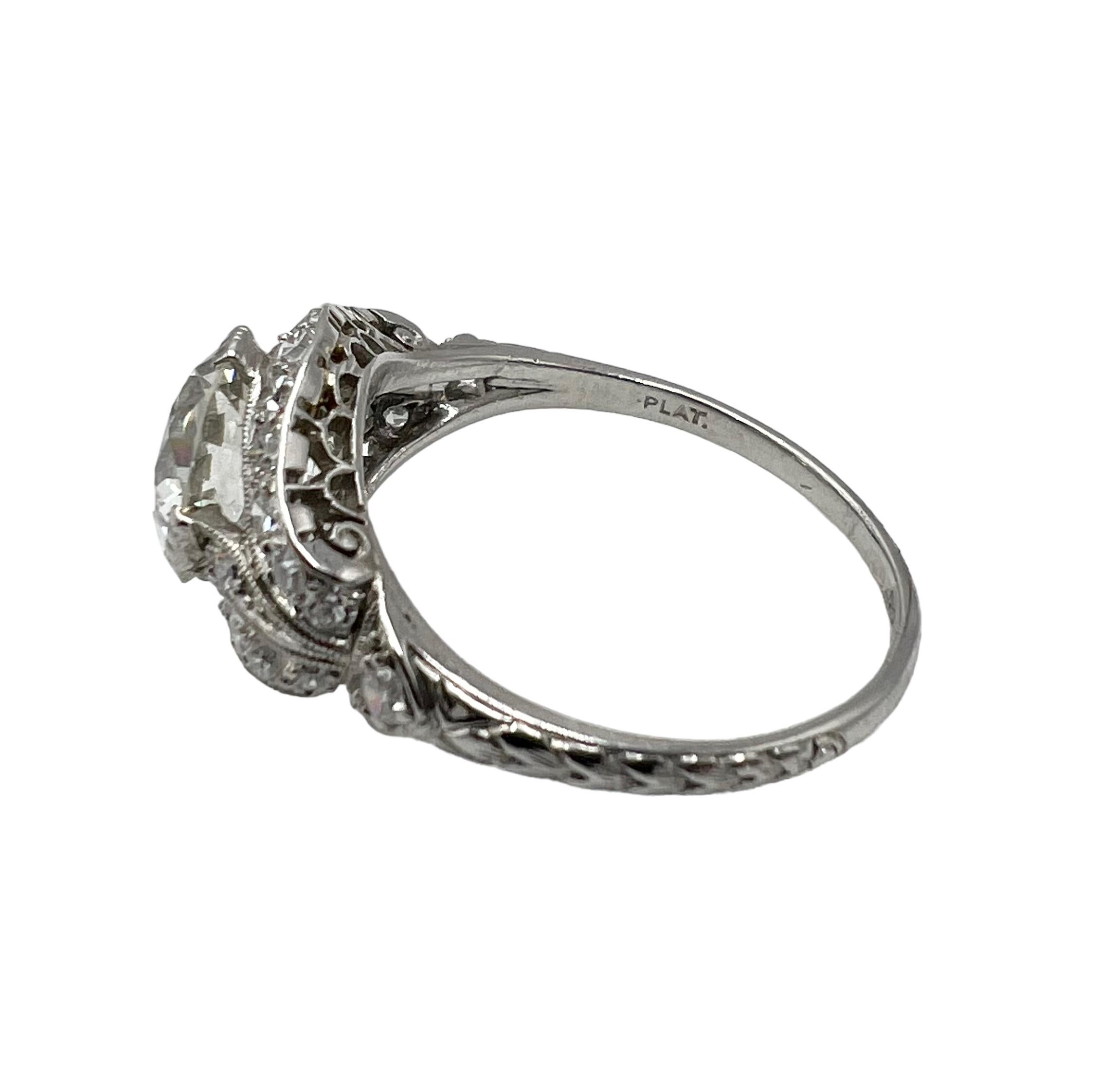 Women's Platinum and diamond antique ladies' ring For Sale