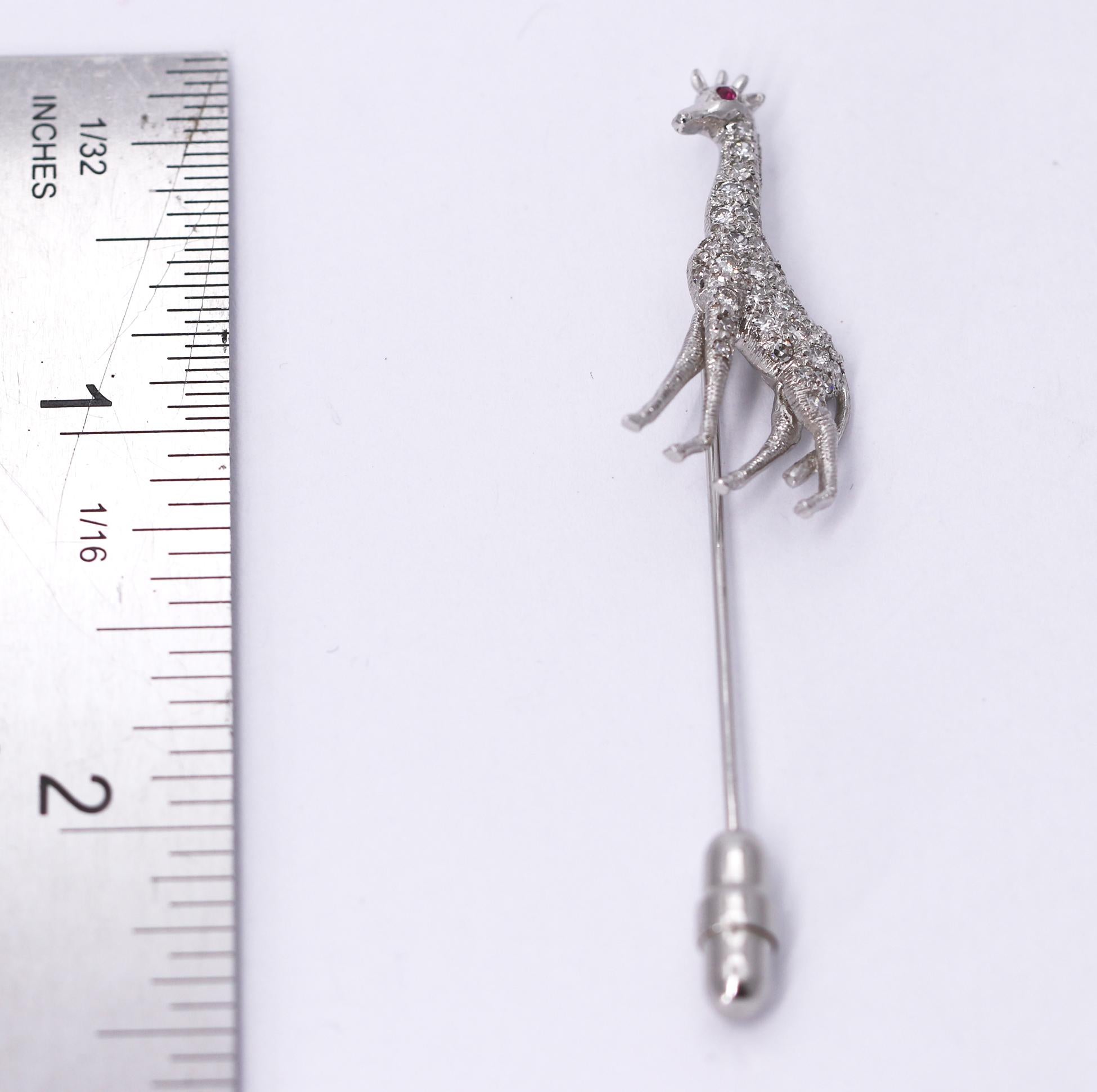 Women's or Men's Platinum and Diamond Art Deco Giraffe Stickpin