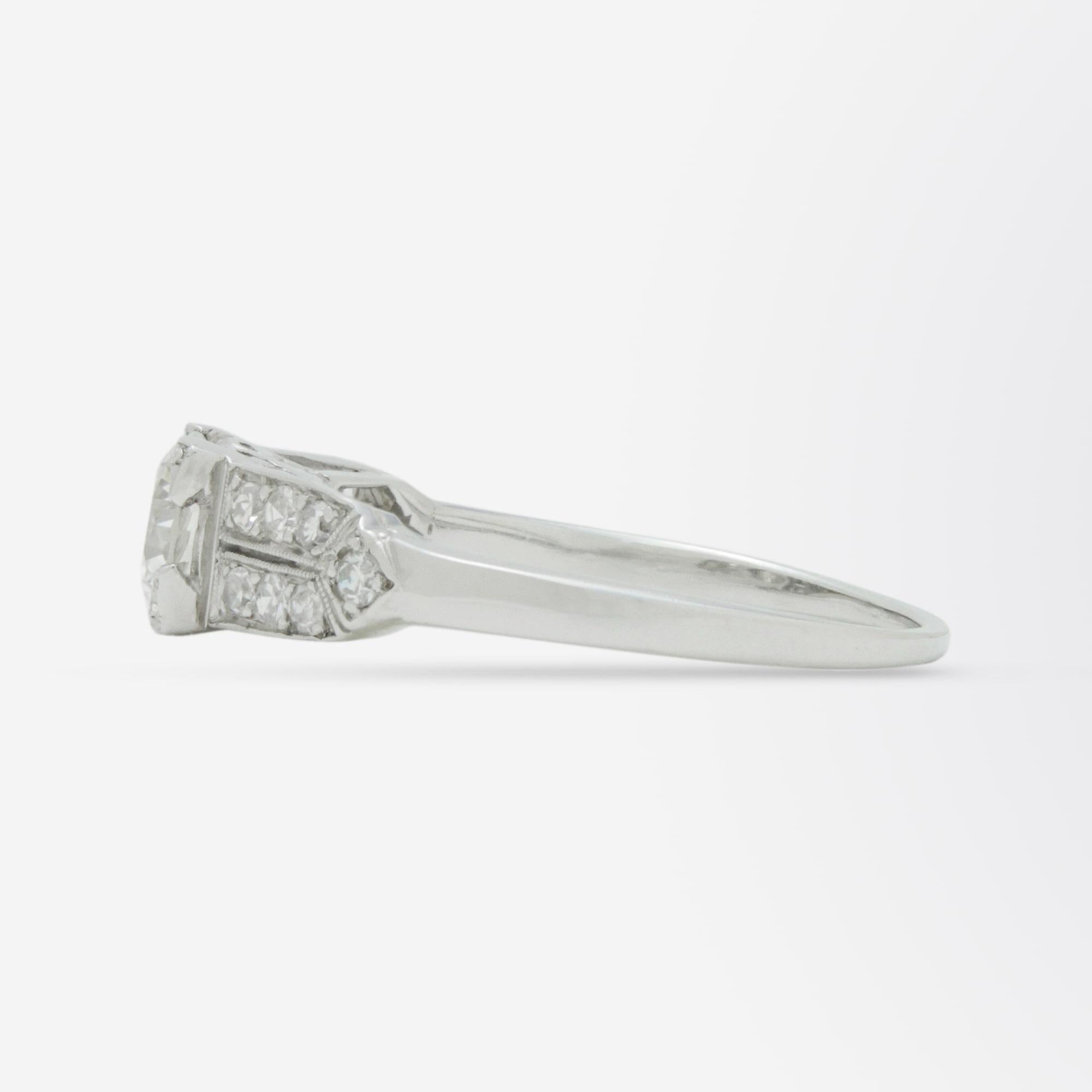 Brilliant Cut Platinum and Diamond Art Deco Style Ring