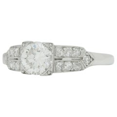 Retro Platinum and Diamond Art Deco Style Ring