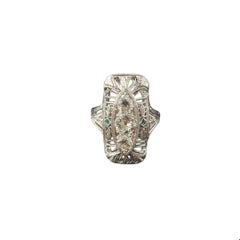 Platinum and Diamond Art Deco Style Ring Size 5.25-5.5  #23345