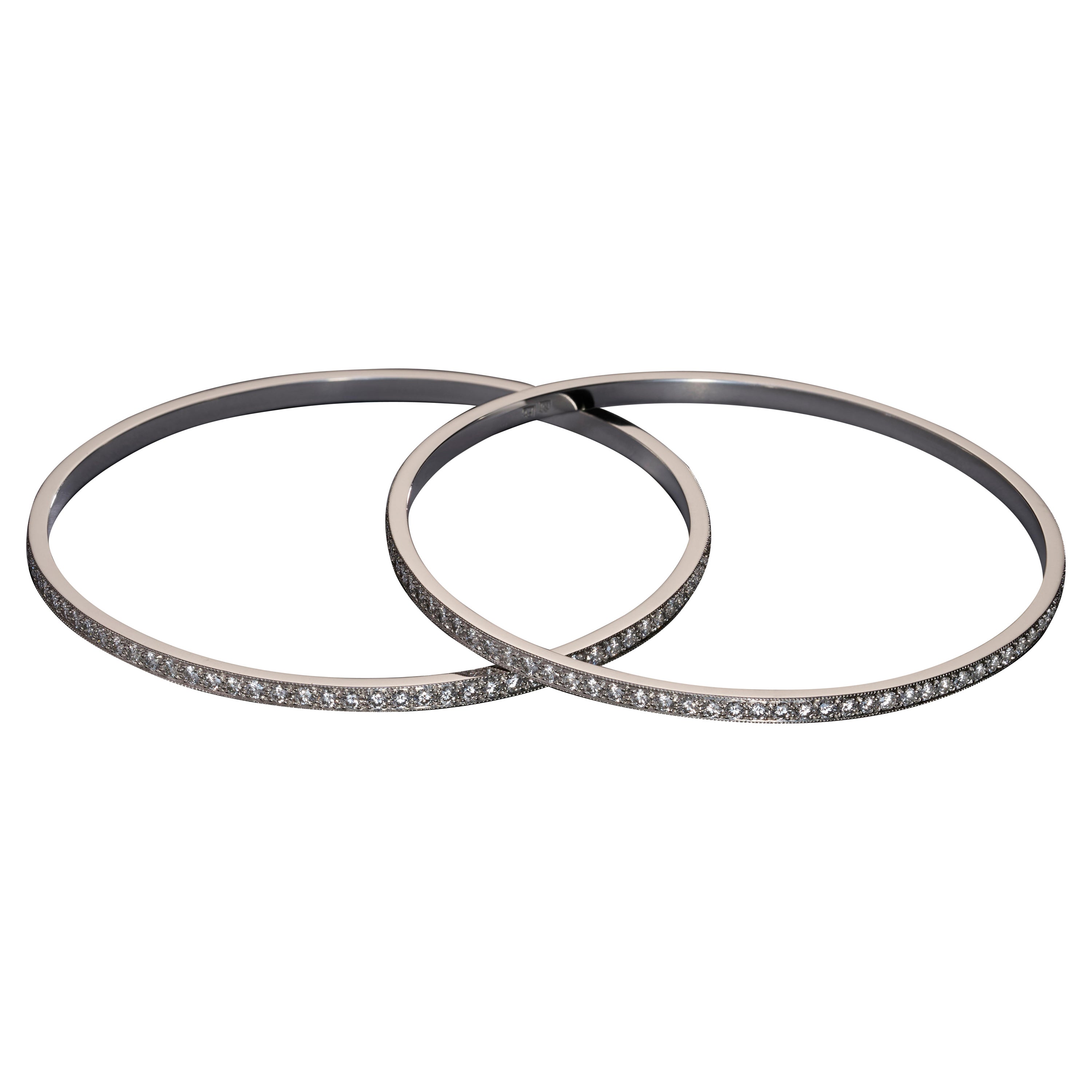 Platinum and Diamond Bangle For Sale