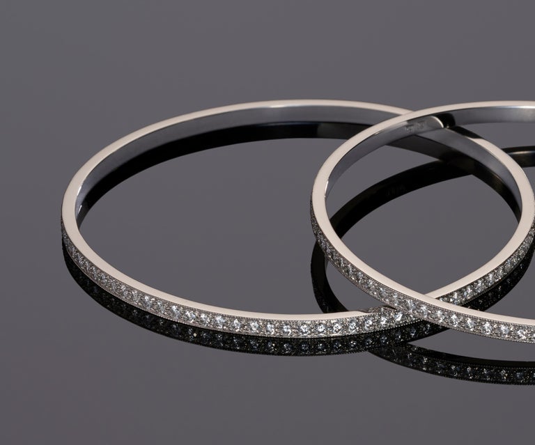 Platinum and Diamond Bangle For Sale at 1stDibs