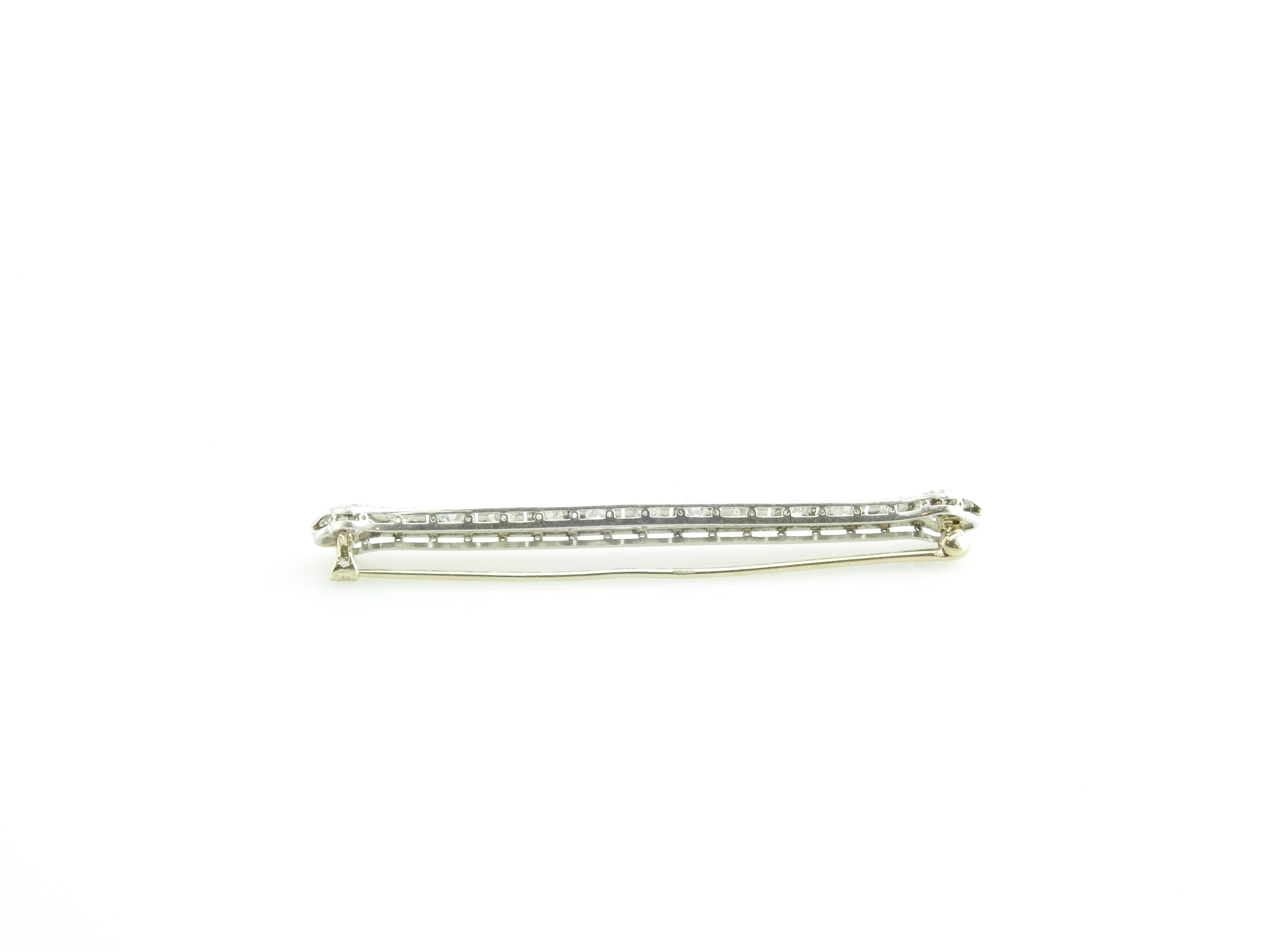 Mixed Cut Platinum and Diamond Bar Pin / Brooch For Sale