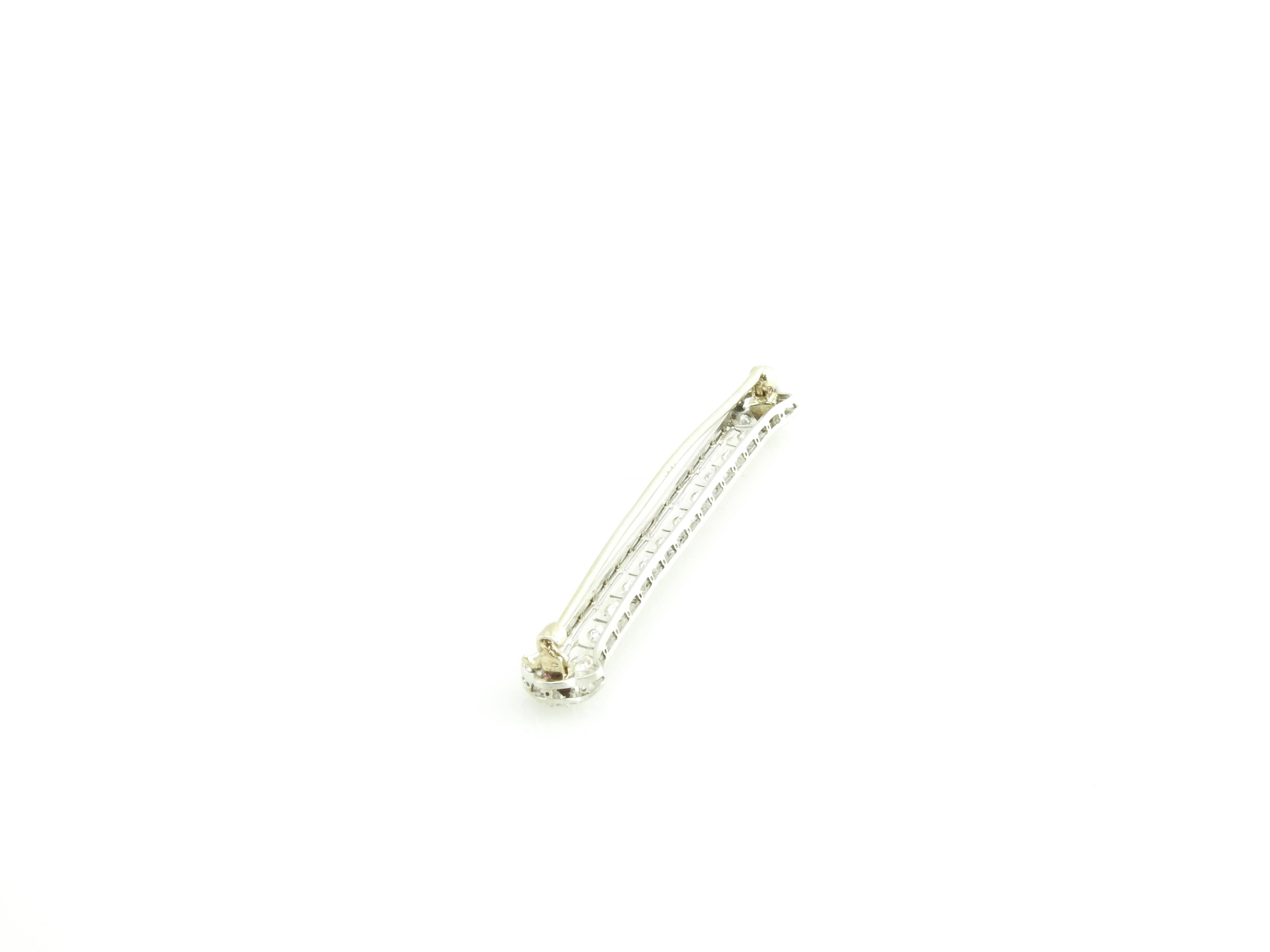 Women's Platinum and Diamond Bar Pin / Brooch For Sale