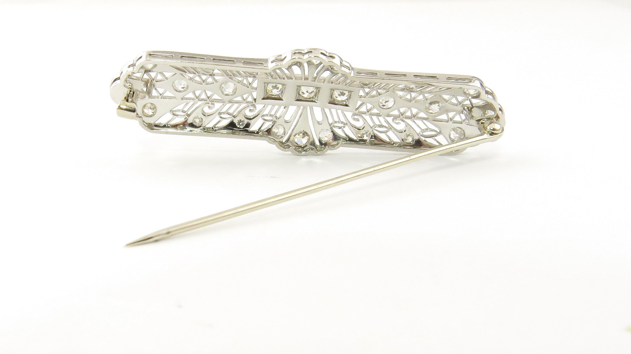Platinum and Diamond Bar Pin or Brooch For Sale 2