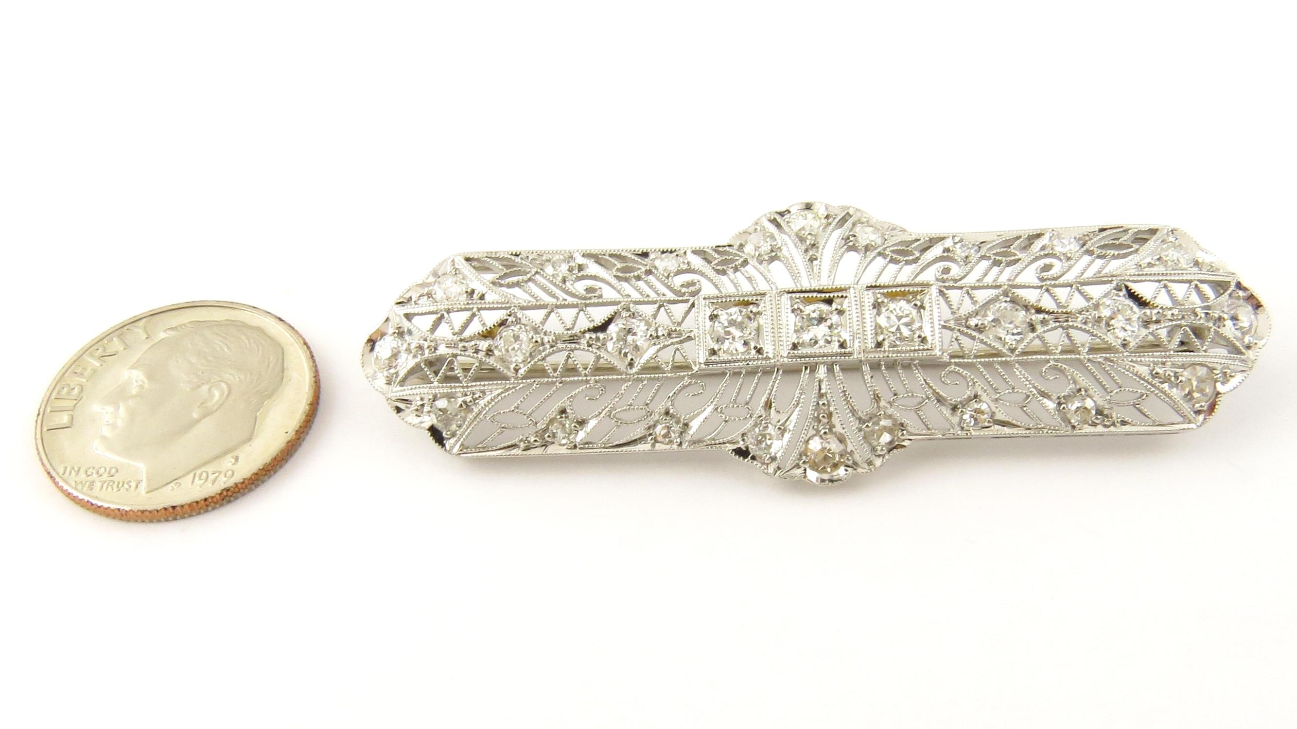 Platinum and Diamond Bar Pin or Brooch For Sale 5