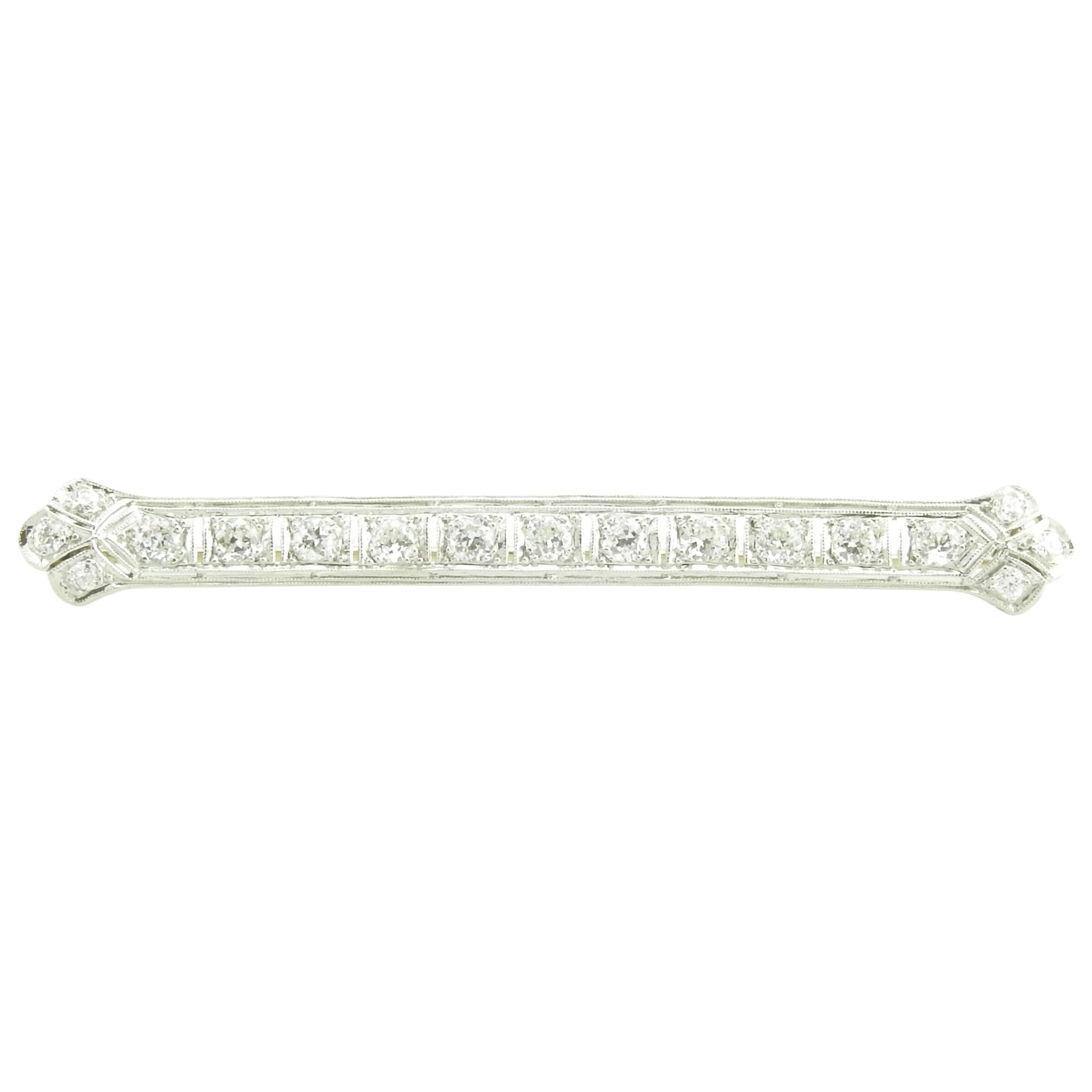 Platinum and Diamond Bar Pin / Brooch