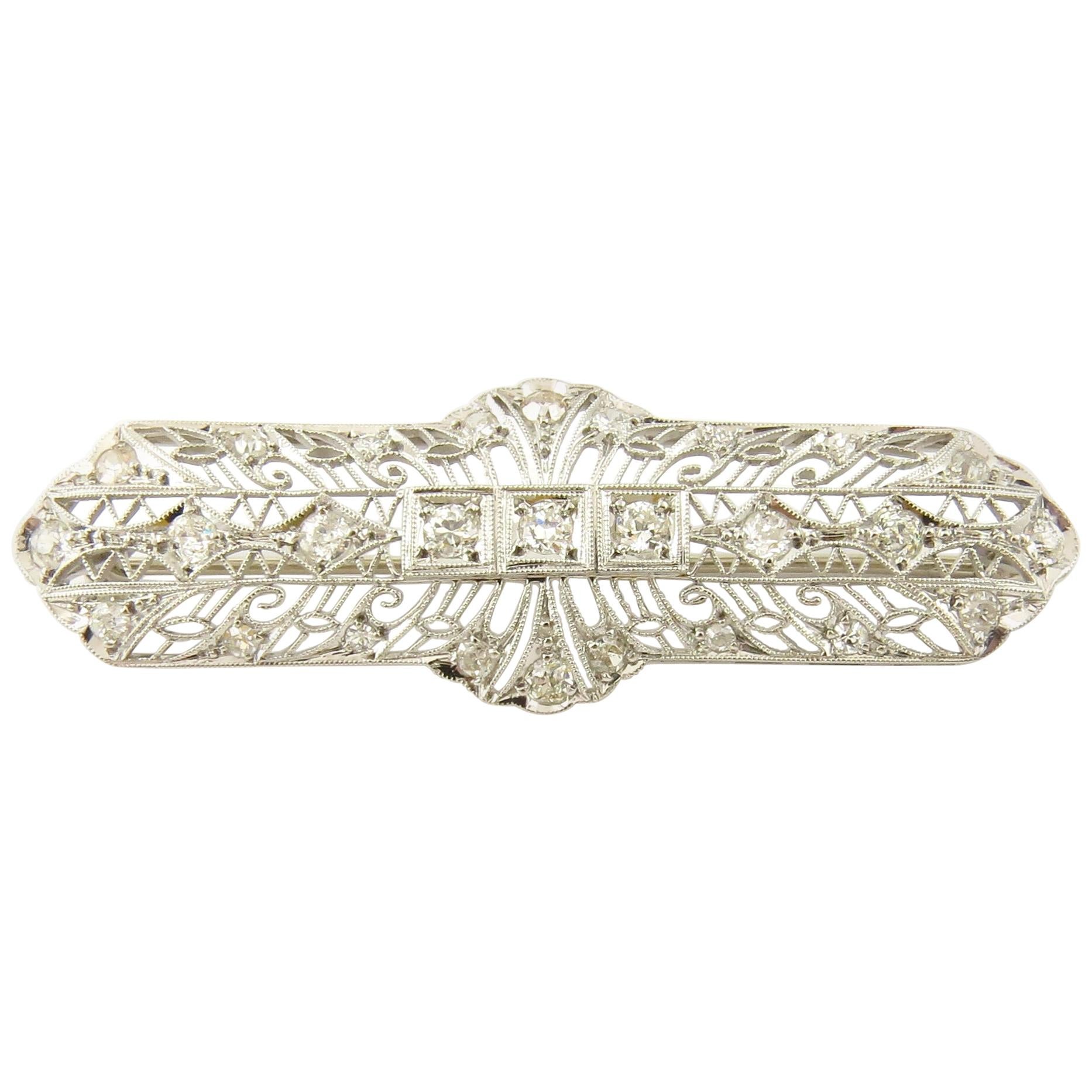 Platinum and Diamond Bar Pin or Brooch For Sale