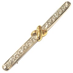 Platinum and Diamond Bar Pin with 18 Yellow Gold X by Gumuchian Fils Platinum and Diamond Bar Pin with 18 Yellow Gold X by Gumuchian Fils