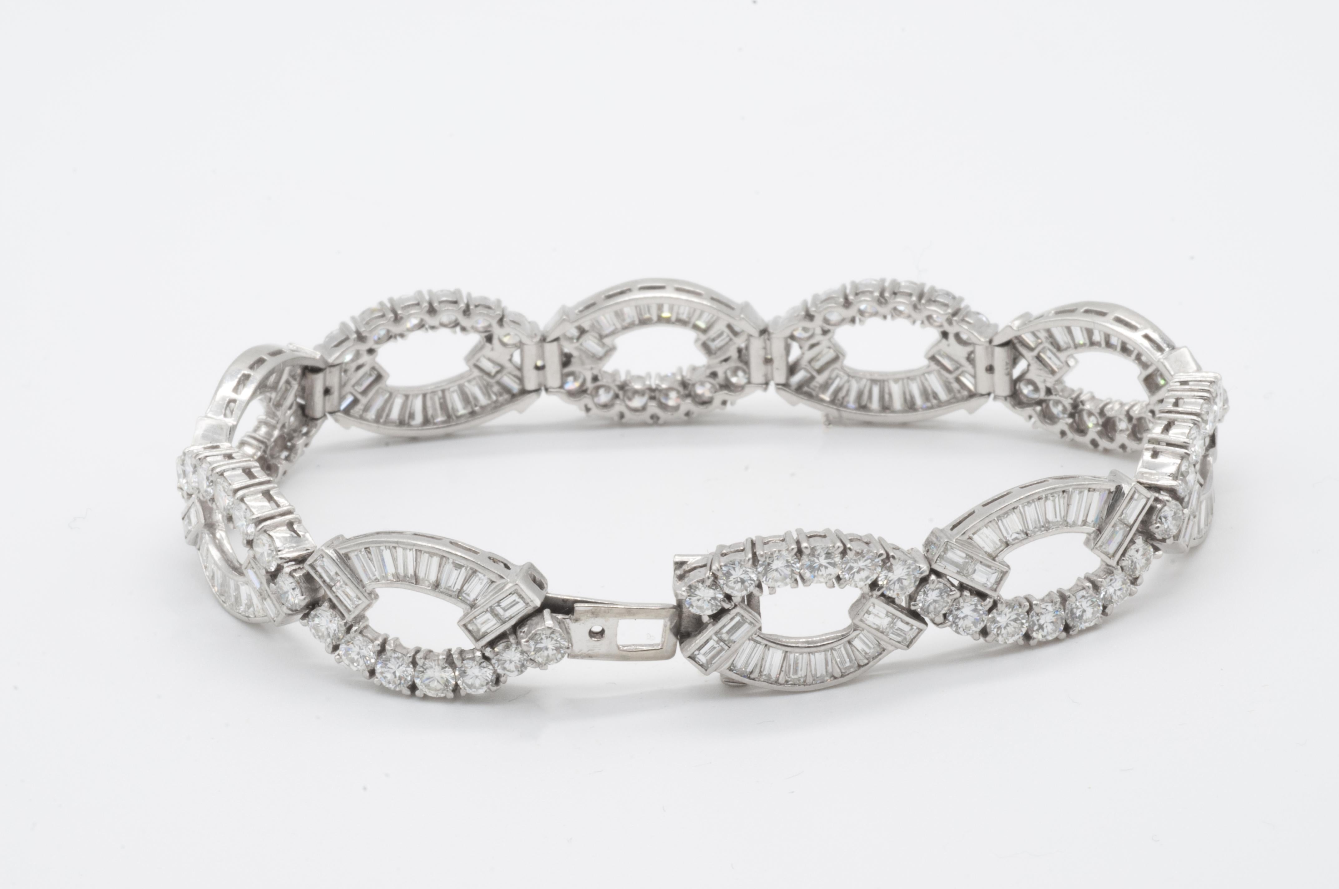 Brilliant Cut Platinum and Diamond Bracelet For Sale