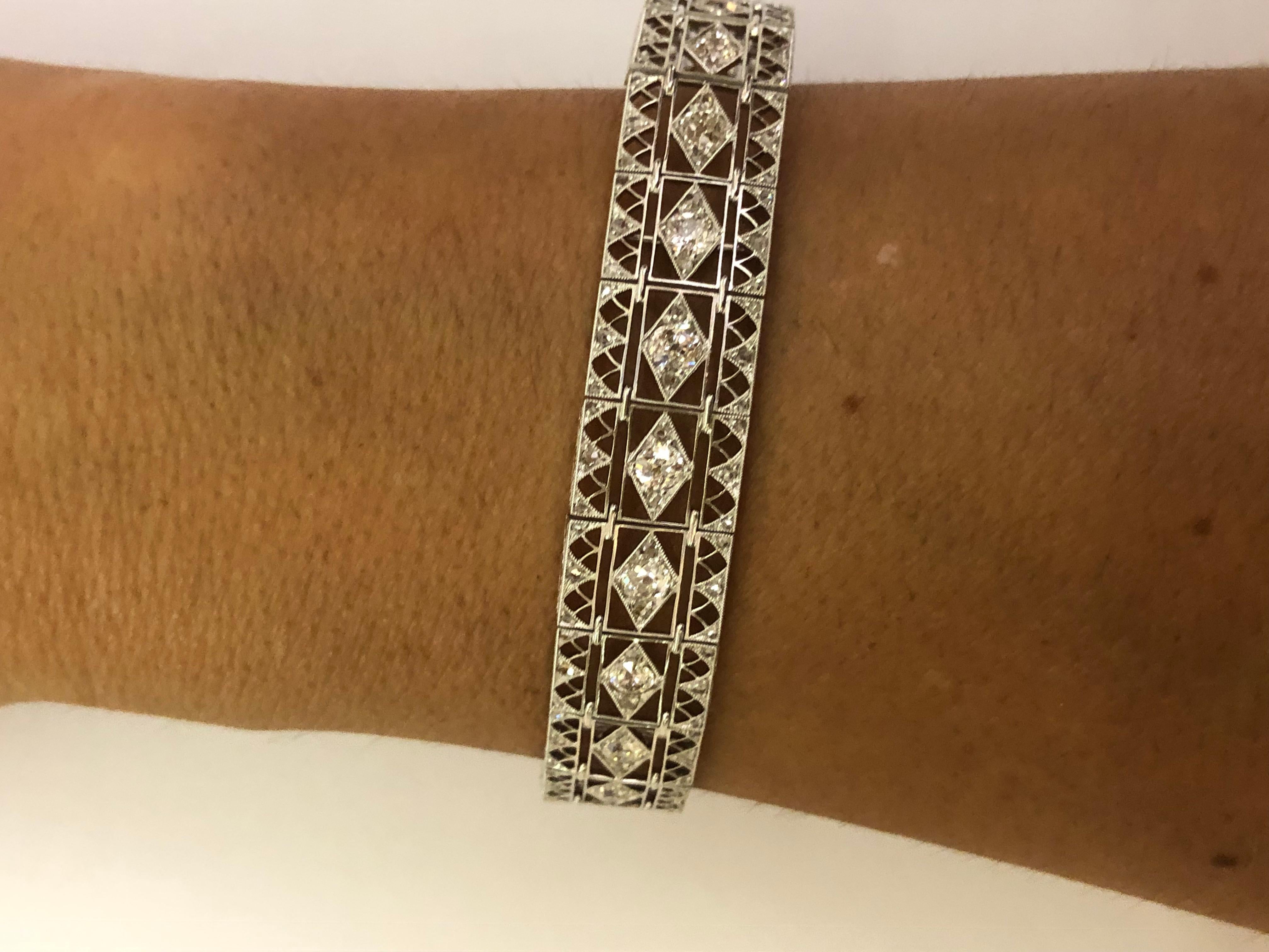 Armband aus Platin und Diamanten für Damen oder Herren im Angebot