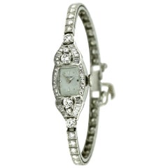 Platinum and Diamond Bracelet Watch Hamilton