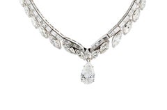 Platinum and Diamond Drop Necklace