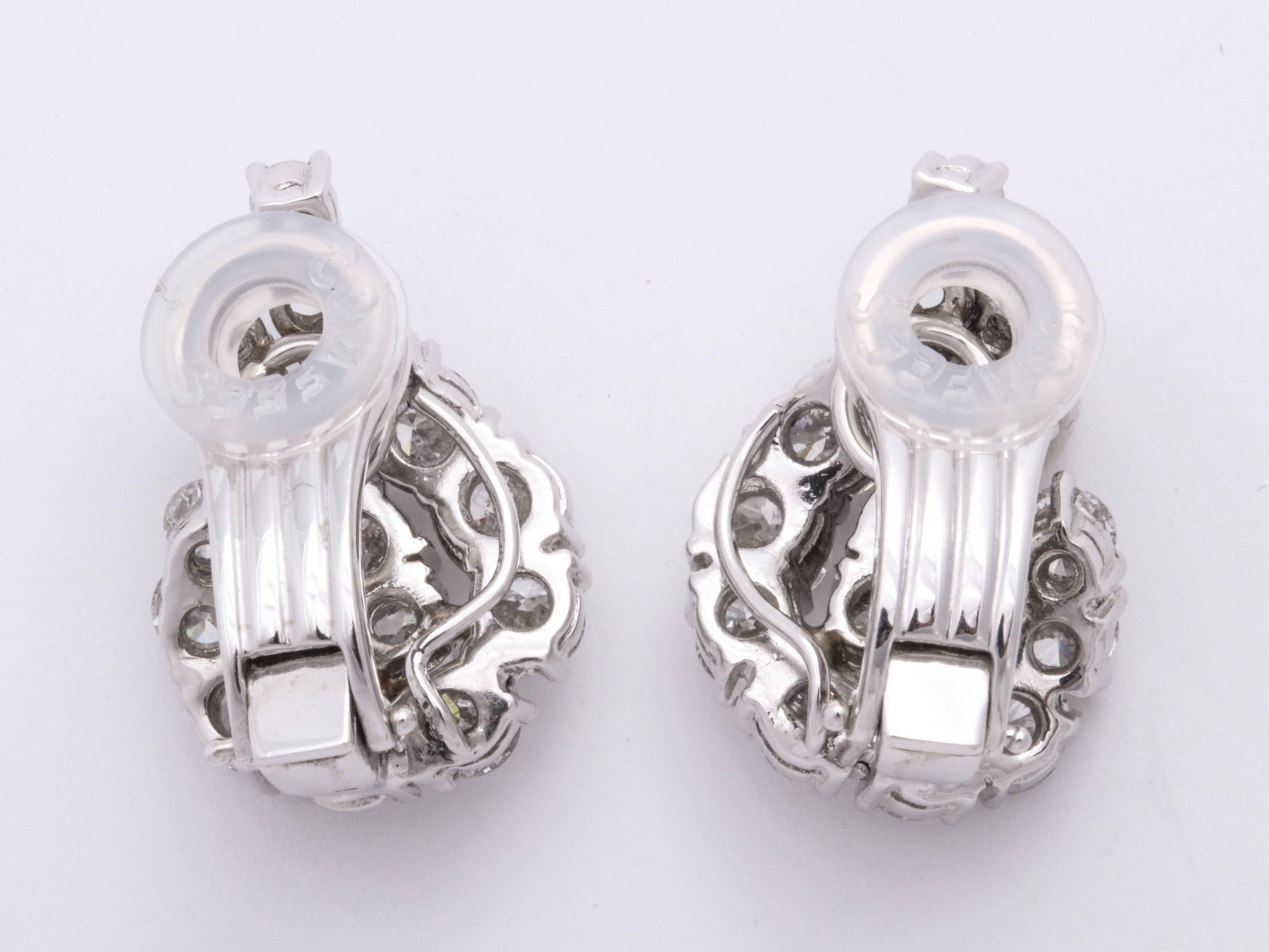 Contemporary Platinum and Diamond Ear-Clip Earrings For Sale