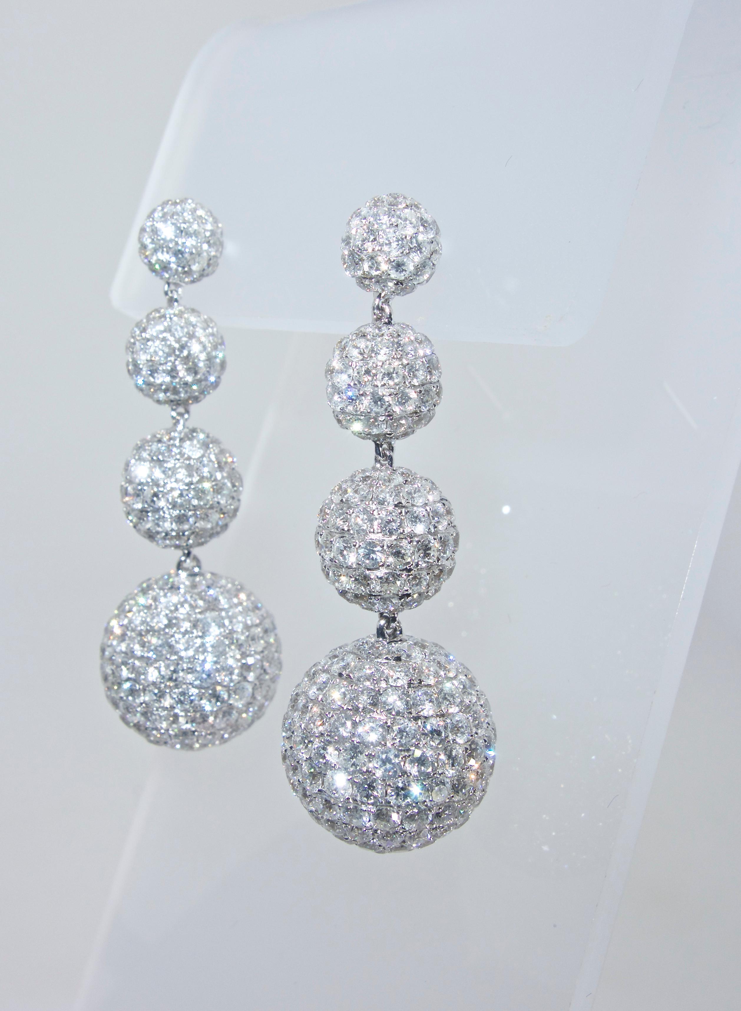 Contemporary Platinum and Diamond Earrings