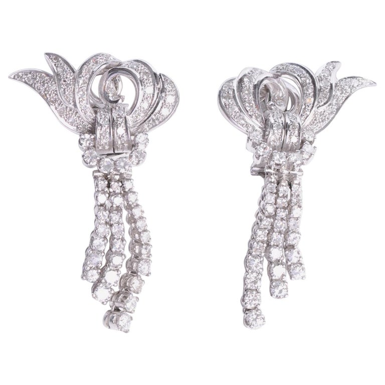 Platinum and Diamond Earrings For Sale