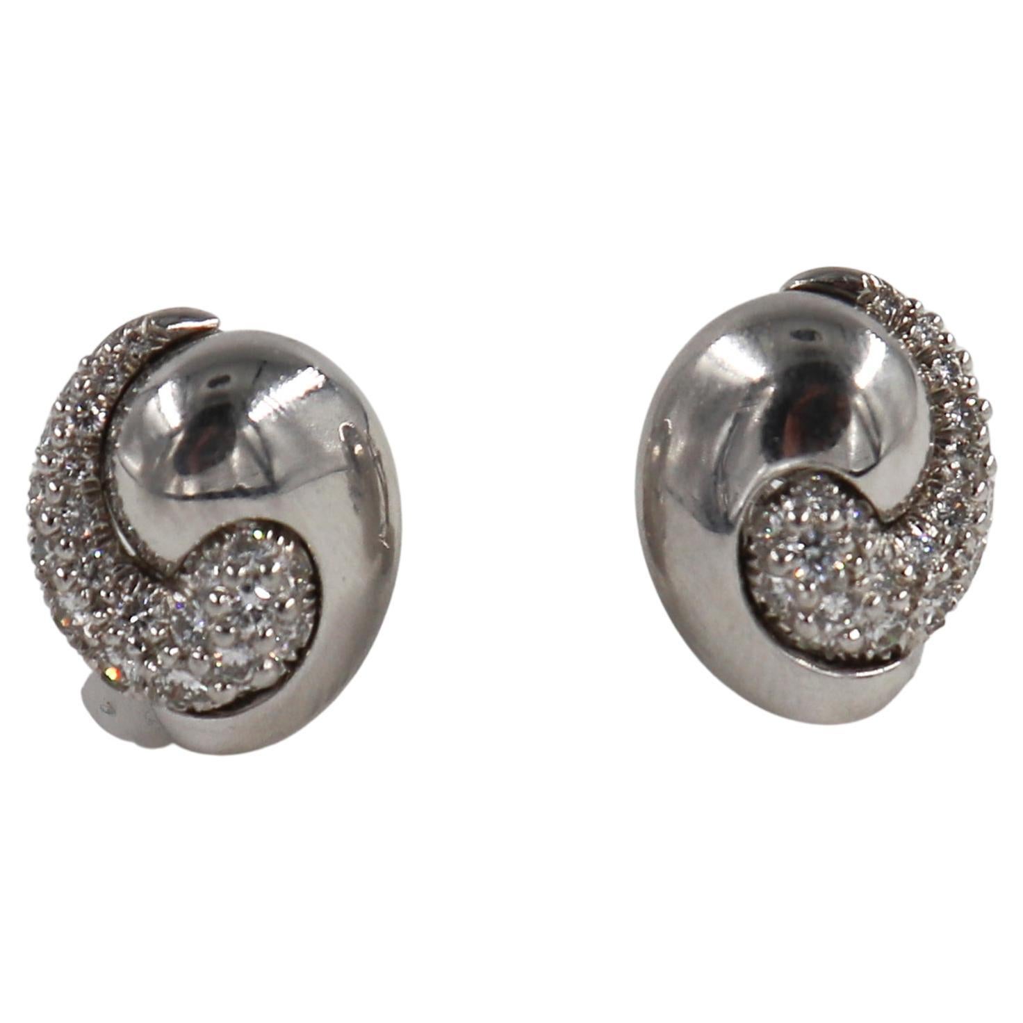 Kurt Wayne Platinum and Diamond Earrings For Sale