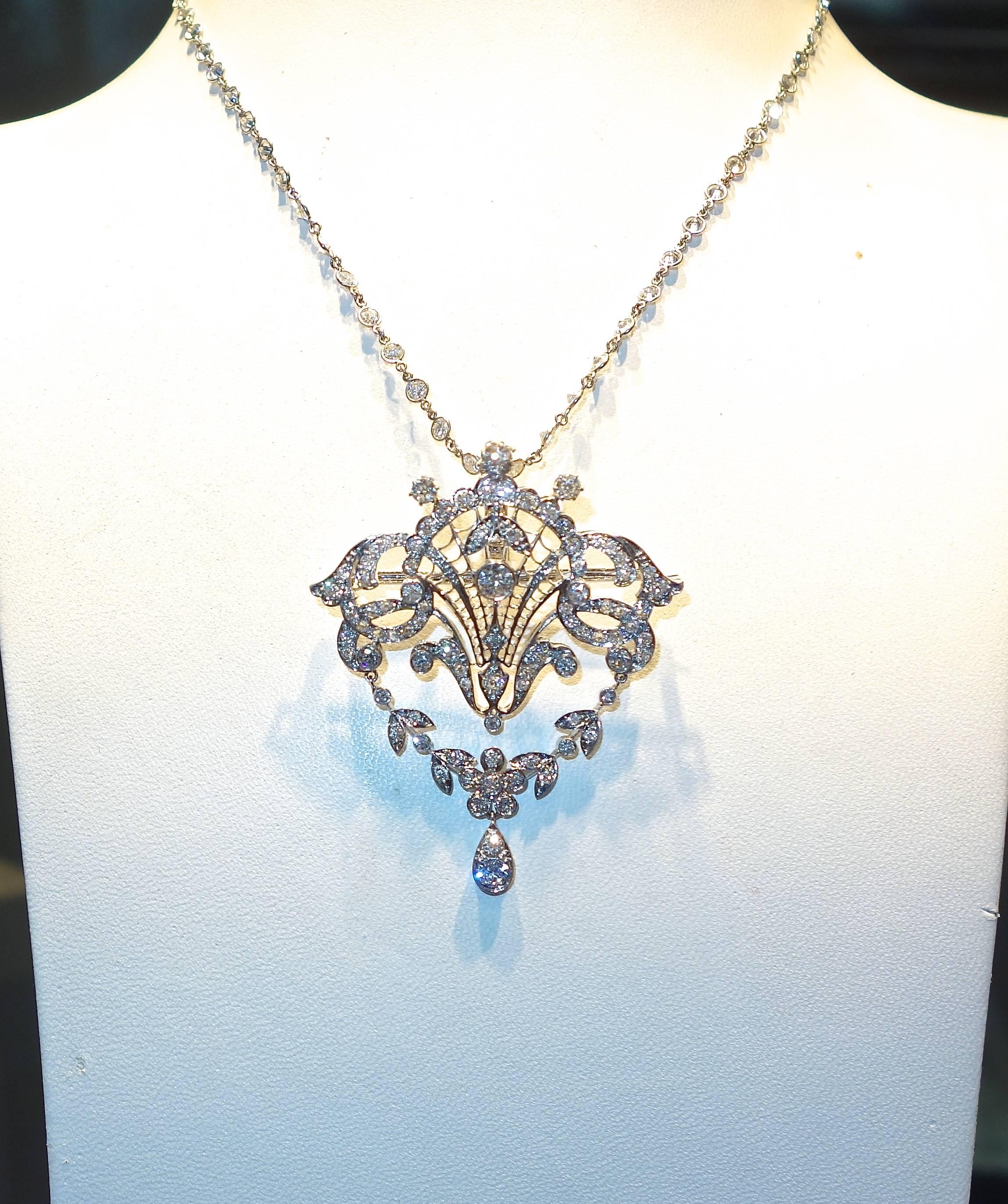 Platinum and Diamond Edwardian Pendant-Necklace 1