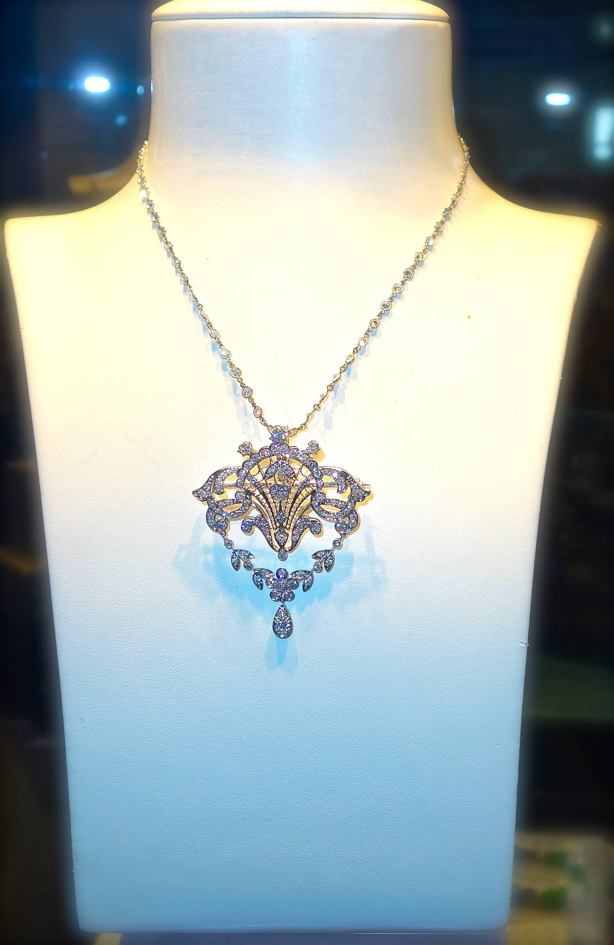 Platinum and Diamond Edwardian Pendant-Necklace 2