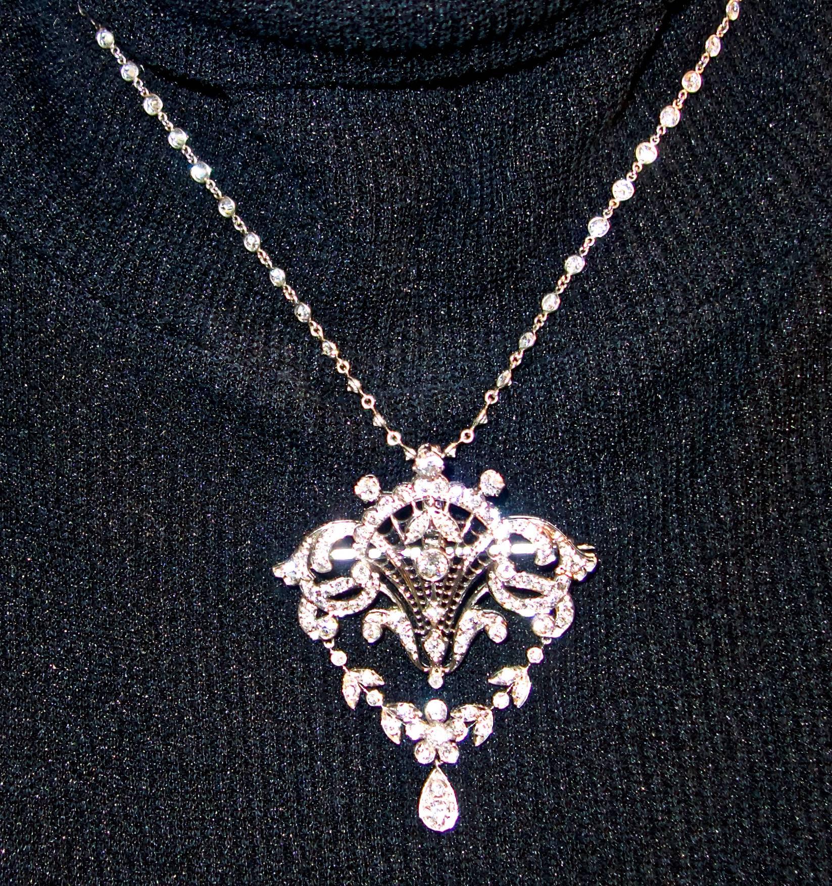 Platinum and Diamond Edwardian Pendant-Necklace 3