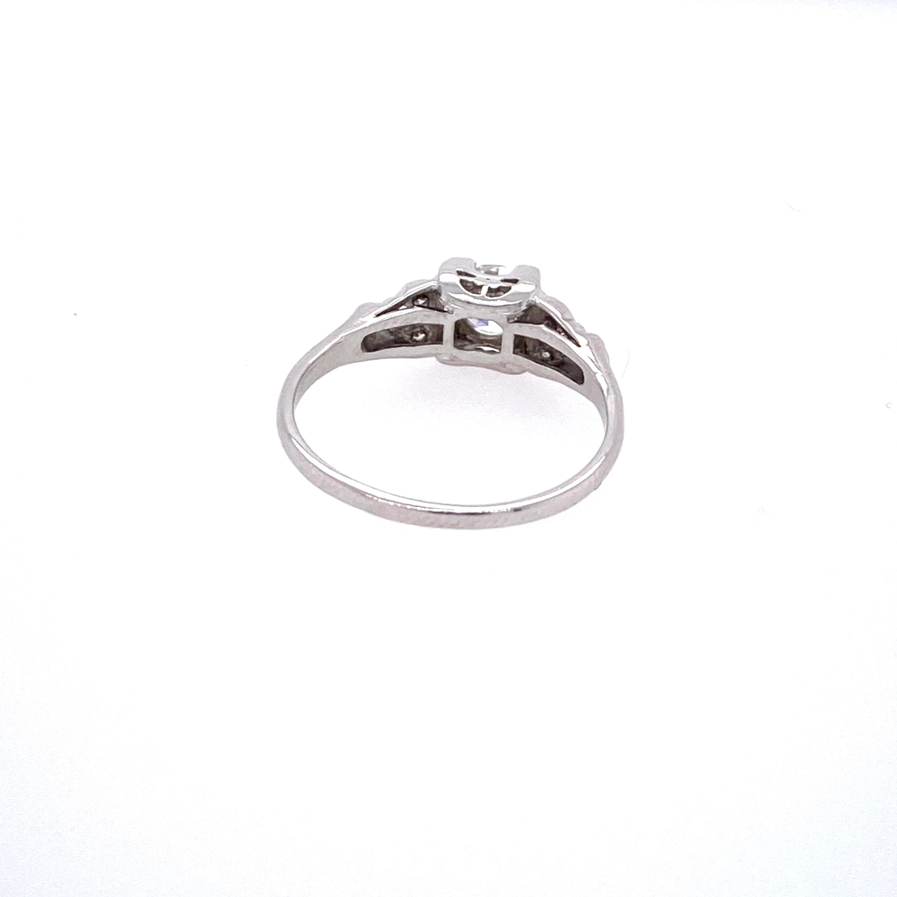 Old European Cut Platinum and Diamond Engagement Ring
