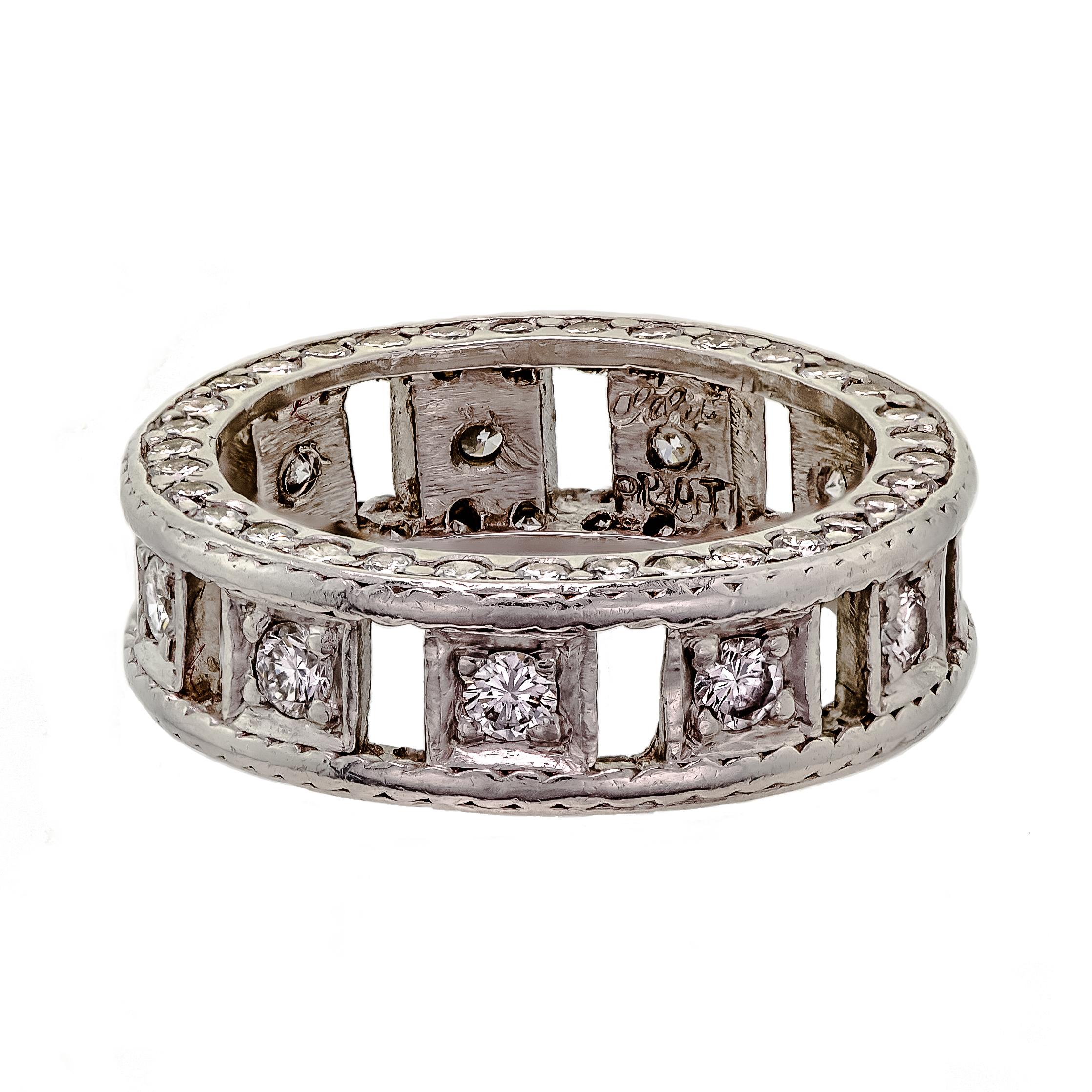 Contemporary Platinum and Diamond Eternity Band For Sale
