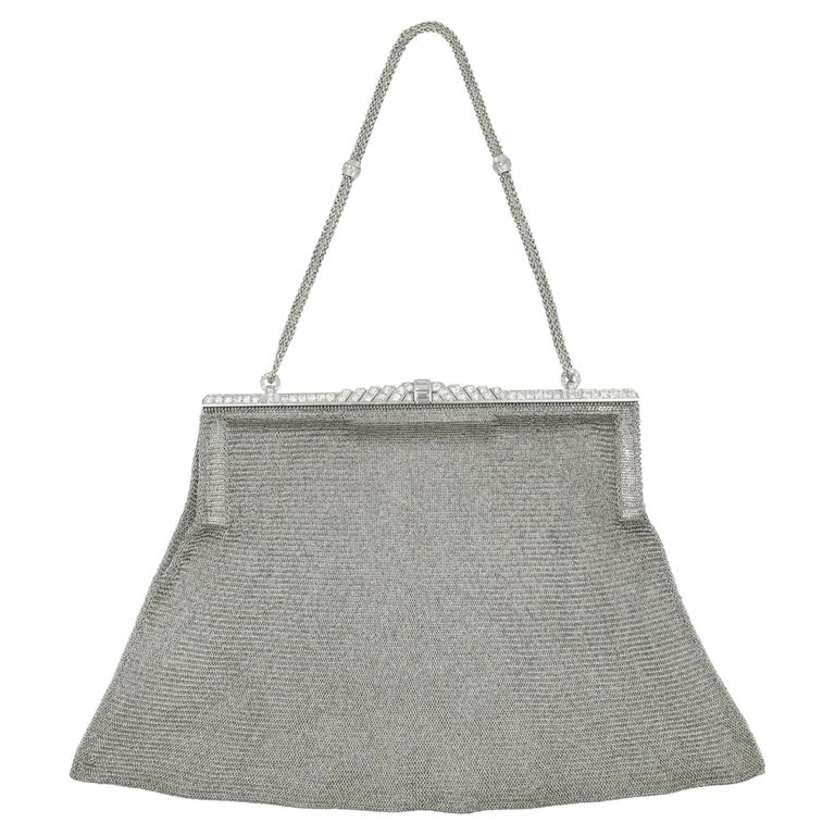 Sac à Main De Mariée Blanc Avec Diamants - Pochette élégante En Cuir, Environ 20x14,5x7 Cm