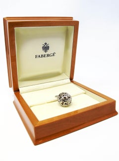 Platinum and Diamond Faberge Open Scroll Detail Egg Pendant Heart Charm Inside