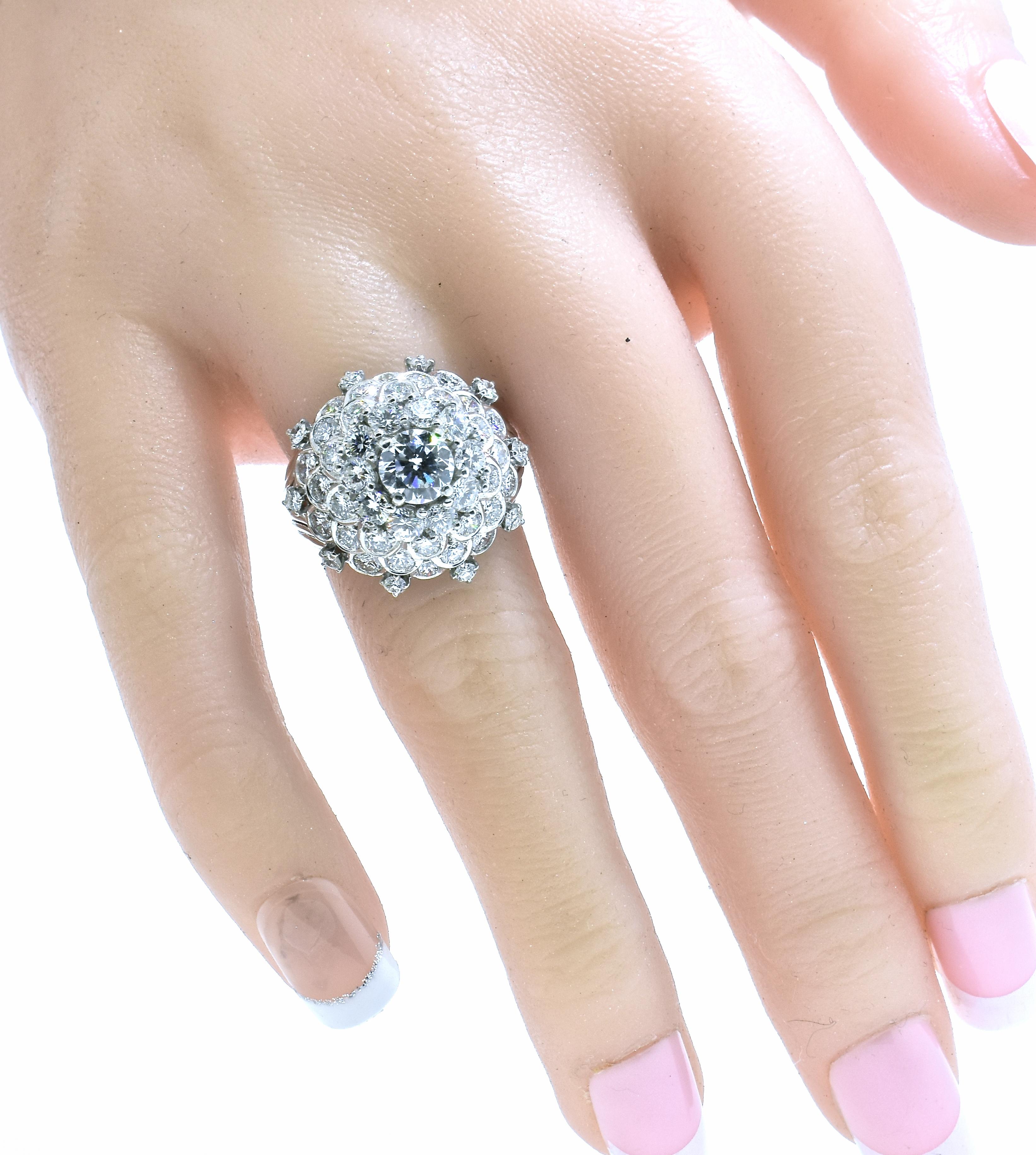 Feiner Vintage-Ring aus Platin und Diamanten, handgefertigt, um 1960 im Angebot 3