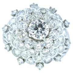 Anello di platino e diamanti d'epoca fatto a mano, circa 1960