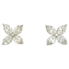 Platinum and Diamond Flower Earrings