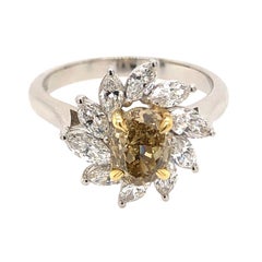Platinum and Diamond Flower Ring