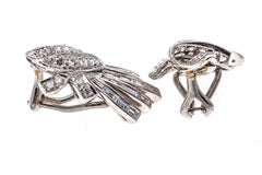 Platinum Vintage Diamond Fringed Knot Cluster Earrings, App. 1.88 TCW