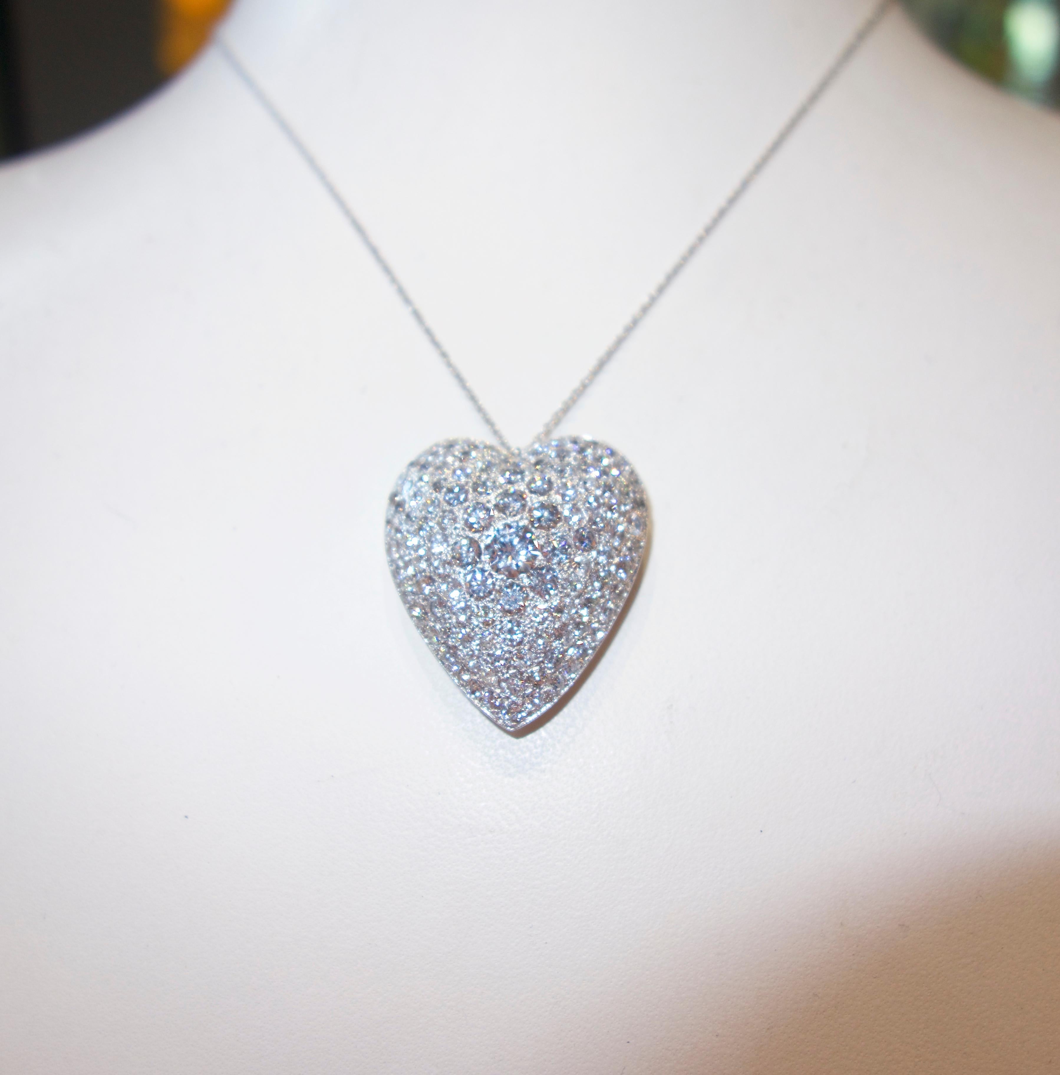 Contemporary Platinum and Diamond Heart motif Necklace, circa 1930.
