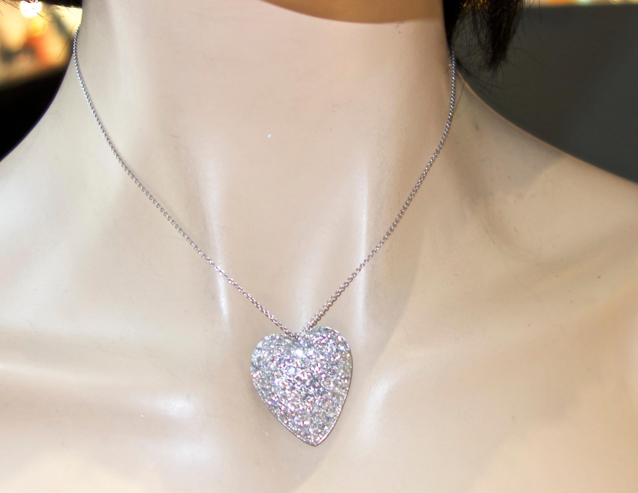 Platinum and Diamond Heart motif Necklace, circa 1930. In Excellent Condition In Aspen, CO