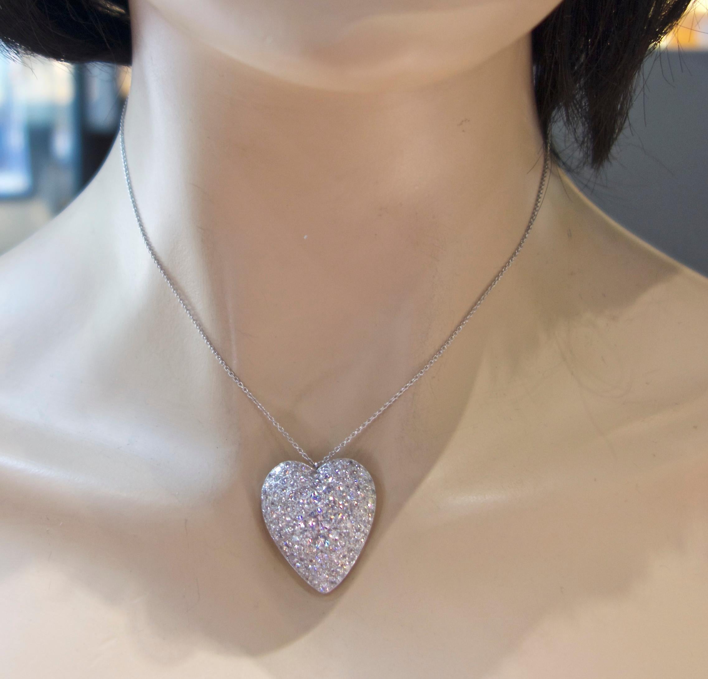 Women's or Men's Platinum and Diamond Heart motif Necklace, circa 1930.