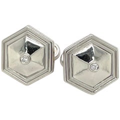 Boutons de manchette hexagonaux en platine et diamants