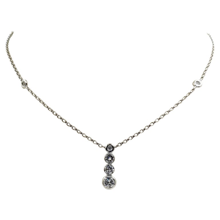 Platinum and Diamond Journey Necklace with Diamond Stations For Sale at 1stDibs