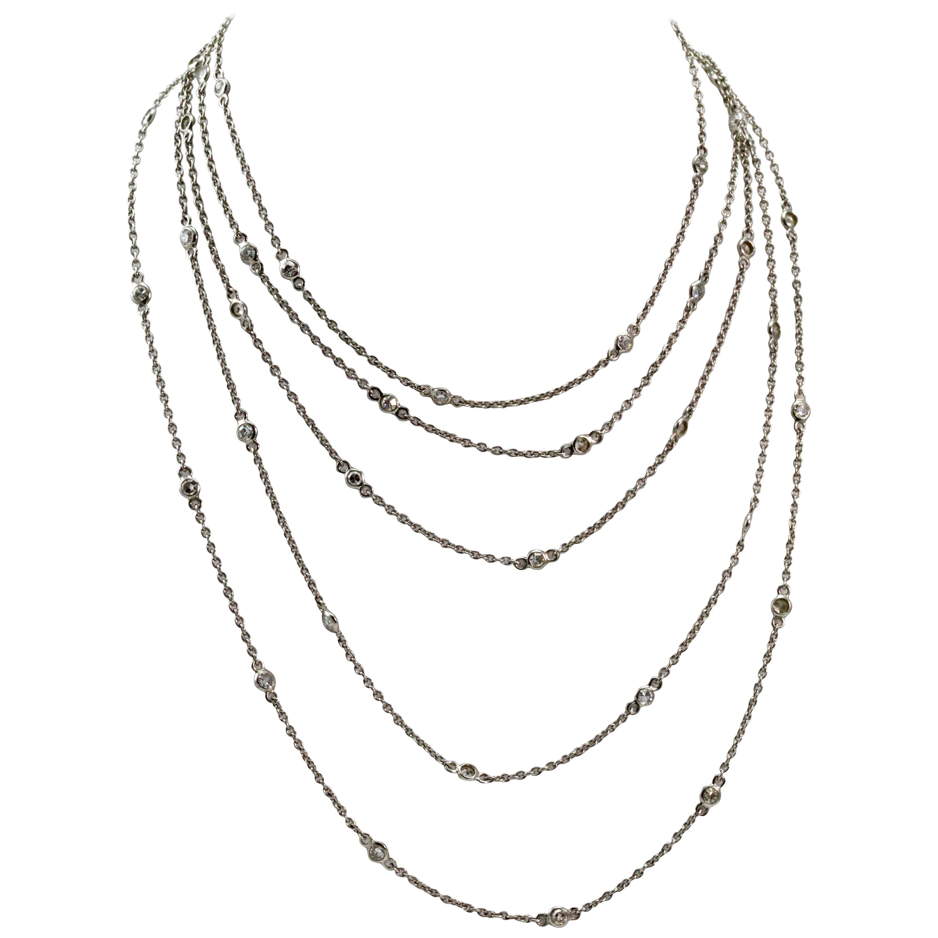 Platinum and Diamond Long Guard Art Deco Chain