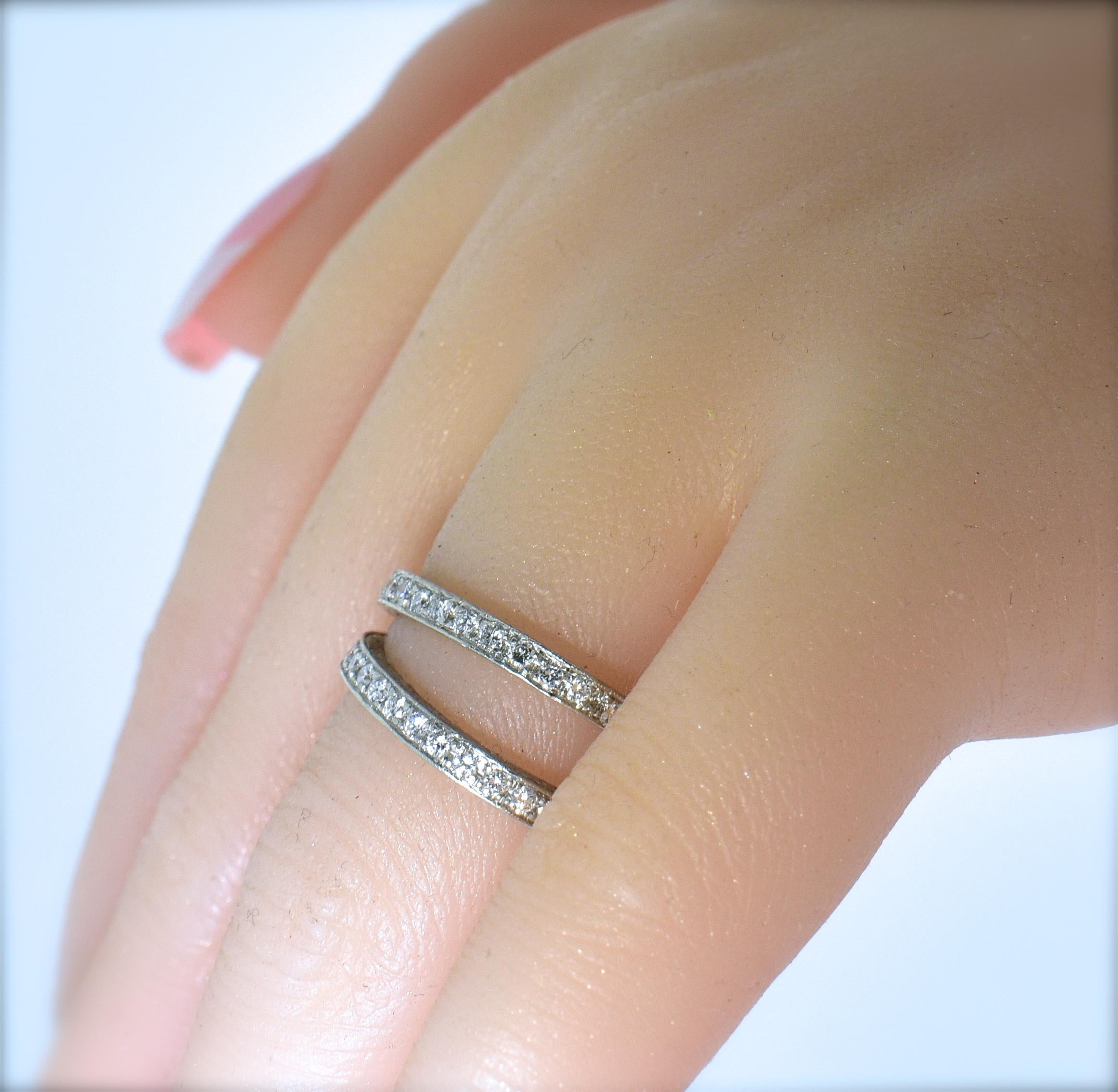 Contemporary Platinum and Diamond Matching Eternity Bands by Michael Beaudry