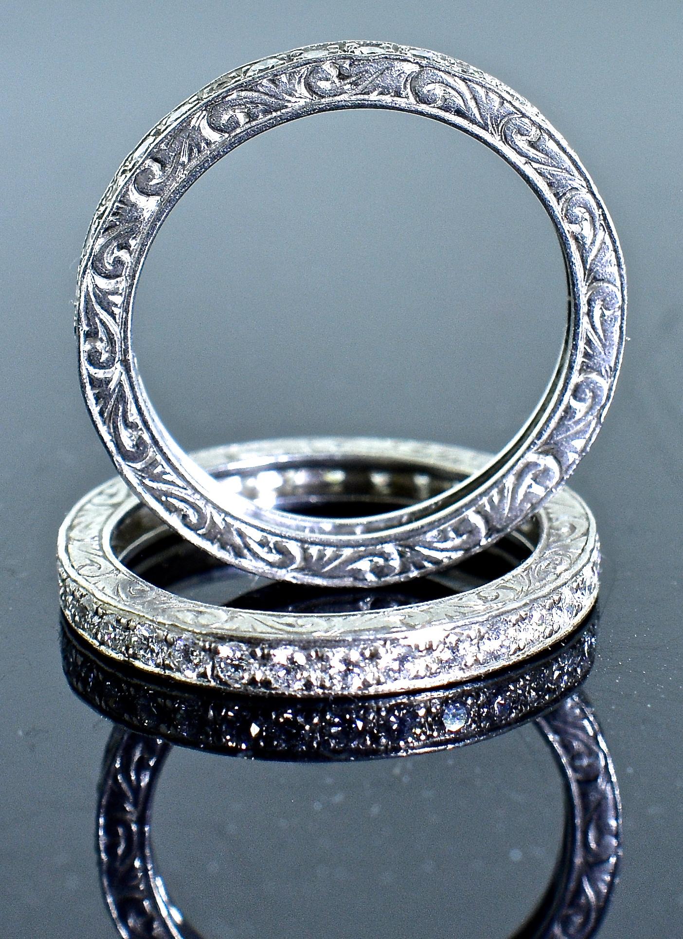 Women's or Men's Platinum and Diamond Matching Eternity Bands by Michael Beaudry