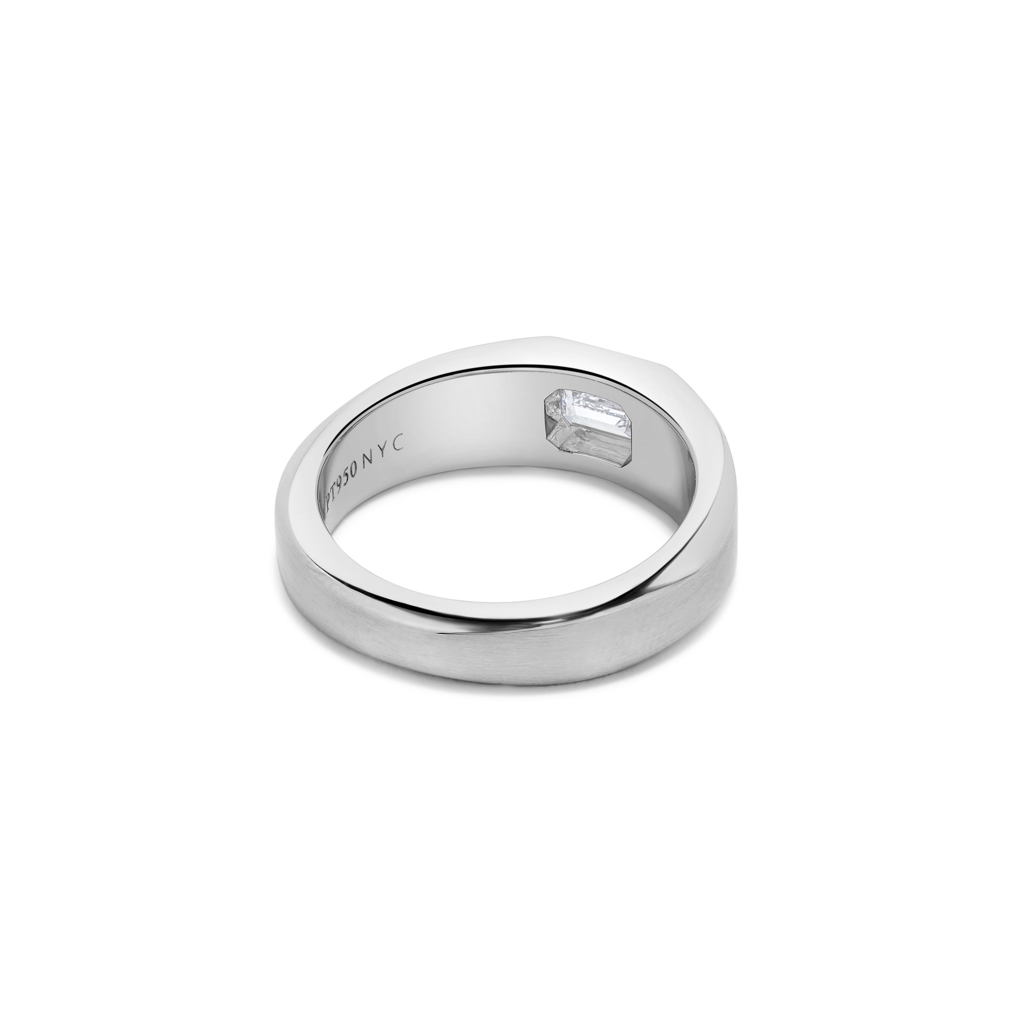 Platinum and Diamond Men's' Dome Ring For Sale 1